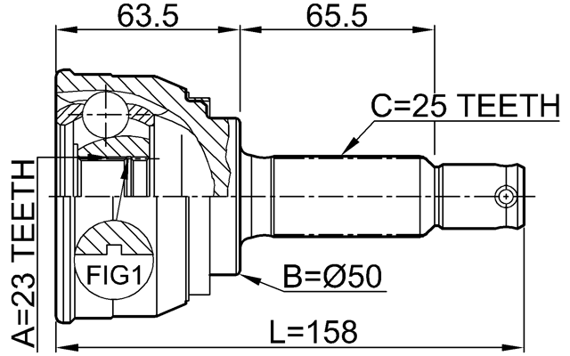 0410-005 - OUTER CV JOINT 23X50X25
