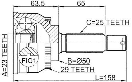 0410-005A29 - OUTER CV JOINT 23X50X25