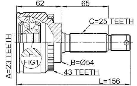 0410-010A43 - OUTER CV JOINT 23X54X25