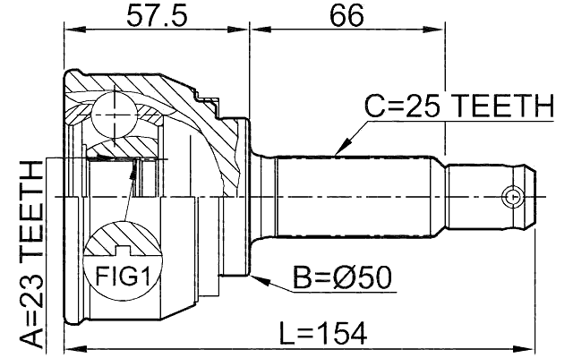 0410-011 - OUTER CV JOINT 23X50X25