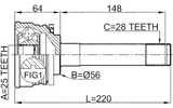 0410-013 - OUTER CV JOINT 25X56X28