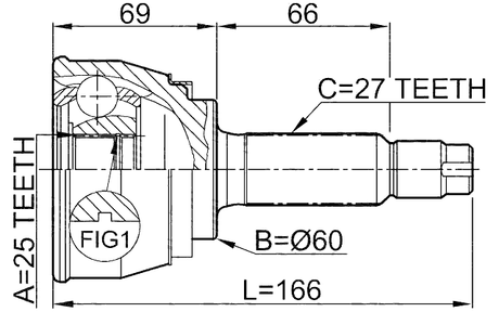 0410-023 - OUTER CV JOINT 25X60X27