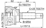 0410-033A43 - OUTER CV JOINT 24X54X25