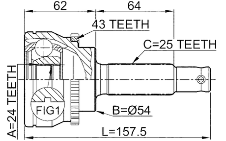 0410-033A43 - OUTER CV JOINT 24X54X25
