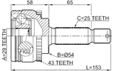 0410-CJA43 - OUTER CV JOINT 29X54X25