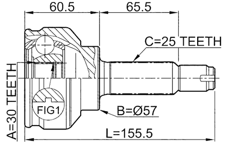 0410-CS3A - OUTER CV JOINT 30X57X25