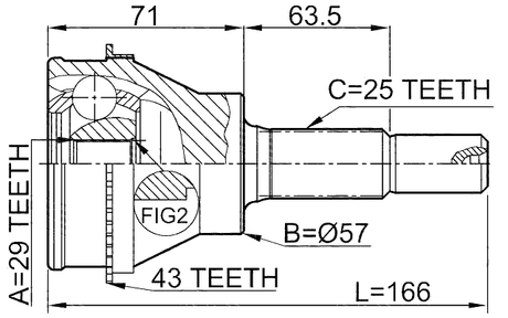 0410-CU20RA43 - OUTER CV JOINT REAR 29X57X25