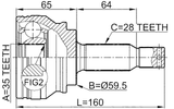 0410-CW5 - OUTER CV JOINT 35X59.5X28