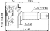 0410-CWRR - OUTER CV JOINT REAR 26X57X27