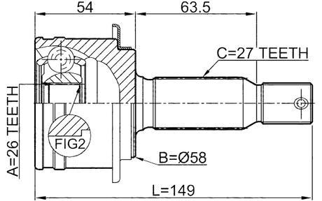 0410-CWRR - OUTER CV JOINT REAR 26X57X27