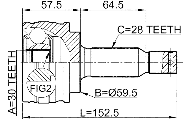 0410-CY2 - OUTER CV JOINT 30X59.5X28