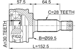 0410-CY2 - OUTER CV JOINT 30X59.5X28