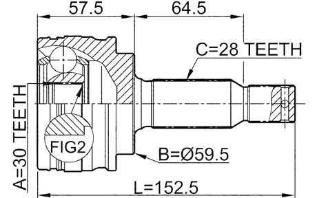 0410-CY2 - OUTER CV JOINT 30X59.5X28