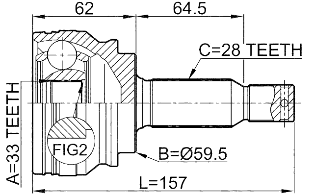 0410-CY34 - OUTER CV JOINT 33X59.5X28