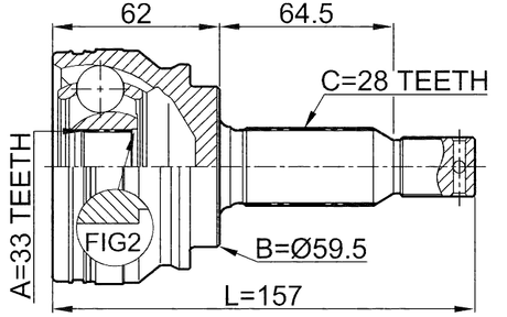 0410-CY34 - OUTER CV JOINT 33X59.5X28