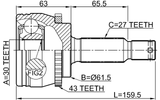 0410-D81WA43 - OUTER CV JOINT 30X61.5X27