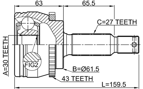 0410-D81WA43 - OUTER CV JOINT 30X61.5X27