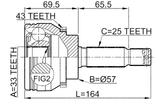 0410-DJ24A43 - OUTER CV JOINT 33X57X25
