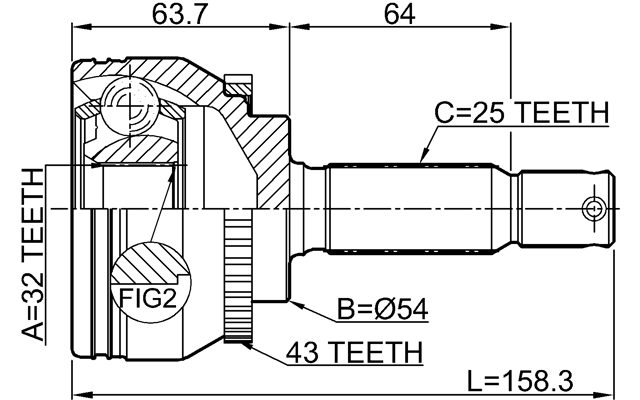 0410-EA3A43 - OUTER CV JOINT 32X54X25