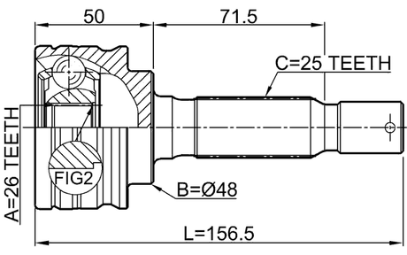 0410-GA2RR - OUTER CV JOINT REAR 26X48X25