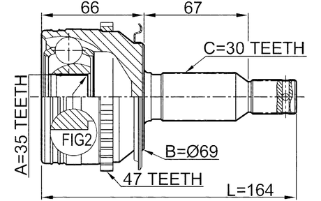 0410-KB4A47 - OUTER CV JOINT 35X69X30
