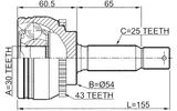 0410-N94A43 - OUTER CV JOINT 30X54X25