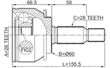 0410-NA4 - OUTER CV JOINT 26X60X28