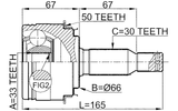 0410-V75A50 - OUTER CV JOINT 33X66X30