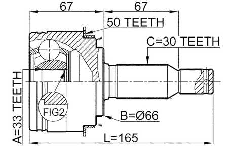 0410-V75A50 - OUTER CV JOINT 33X66X30