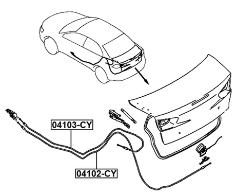 04102-CY - CABLE ASSEMBLY TAILGATE LOCK CONTROL