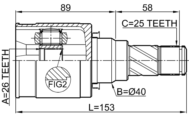 0411-A13 - INNER CV JOINT 26X40X25