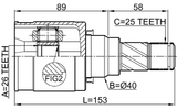 0411-A13 - INNER CV JOINT 26X40X25