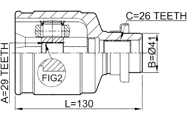 0411-CU204WD - INNER CV JOINT 29X41X26