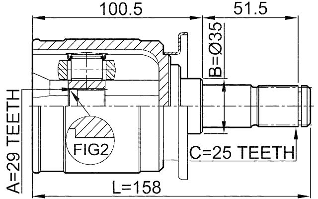 0411-CU20RR - REAR INNER CV JOINT 29X35X25