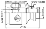 0411-CU4WRH - INNER CV JOINT RIGHT 22X41X26