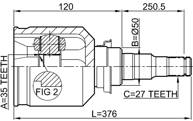0411-CW5RH - INNER CV JOINT RIGHT 35X50X27