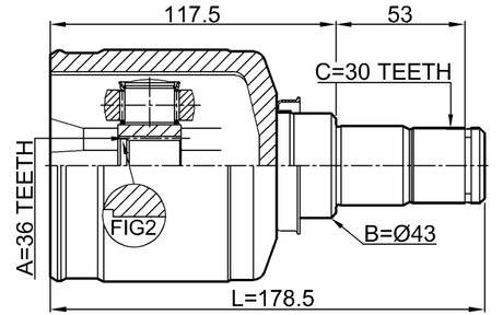 0411-CW6LH - INNER CV JOINT LEFT 36X43X30