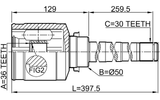 0411-CW6WRH - INNER CV JOINT RIGHT 36X50X30