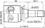 0411-CWR - REAR INNER CV JOINT 26X35X23