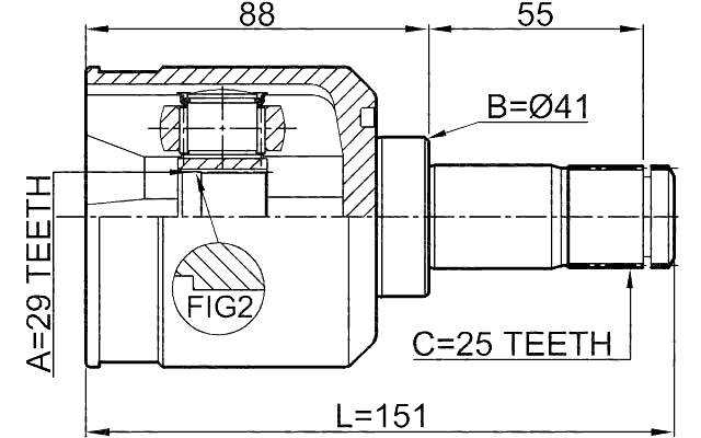 0411-CY2AT - INNER CV JOINT 29X41X25