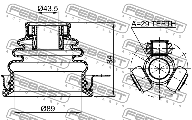 0411-DALH - INNER CV JOINT LEFT REPAIR KIT