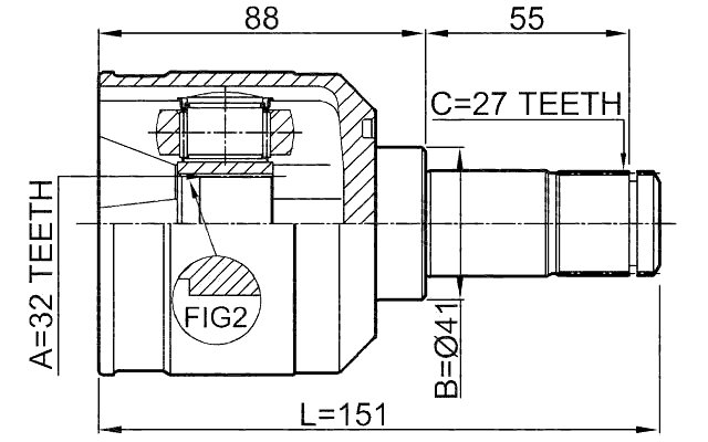 0411-DJ24 - INNER CV JOINT 32X41X27