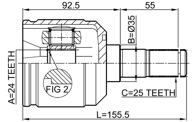 0411-E55 - INNER CV JOINT 24X35X25