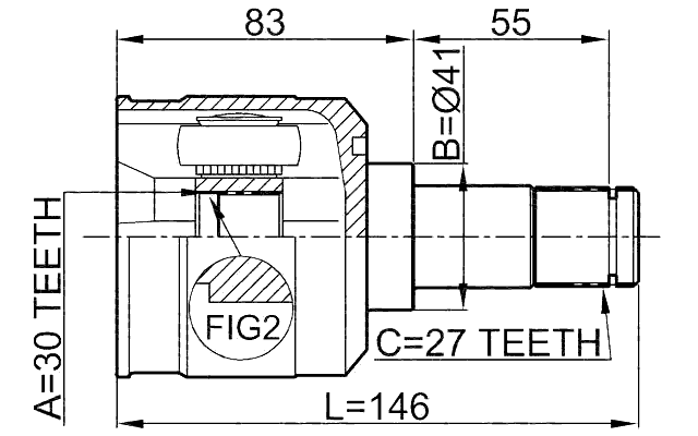 0411-EAUSA - INNER CV JOINT 30X41X27