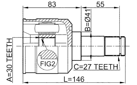 0411-EAUSA - INNER CV JOINT 30X41X27