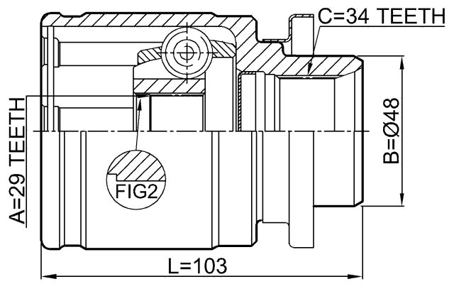 0411-H77WLH - INNER CV JOINT LEFT 29X48X34