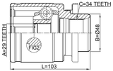 0411-H77WLH - INNER CV JOINT LEFT 29X48X34