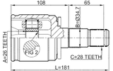0411-K94LH - INNER CV JOINT LEFT 26X34.7X28