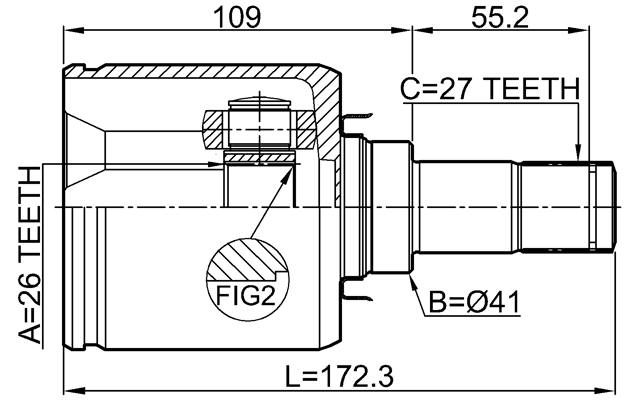 0411-NA4WLH - INNER CV JOINT LEFT 26X41X27
