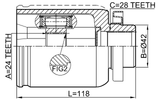 0411-NA4WRH - INNER CV JOINT RIGHT 24X42X28